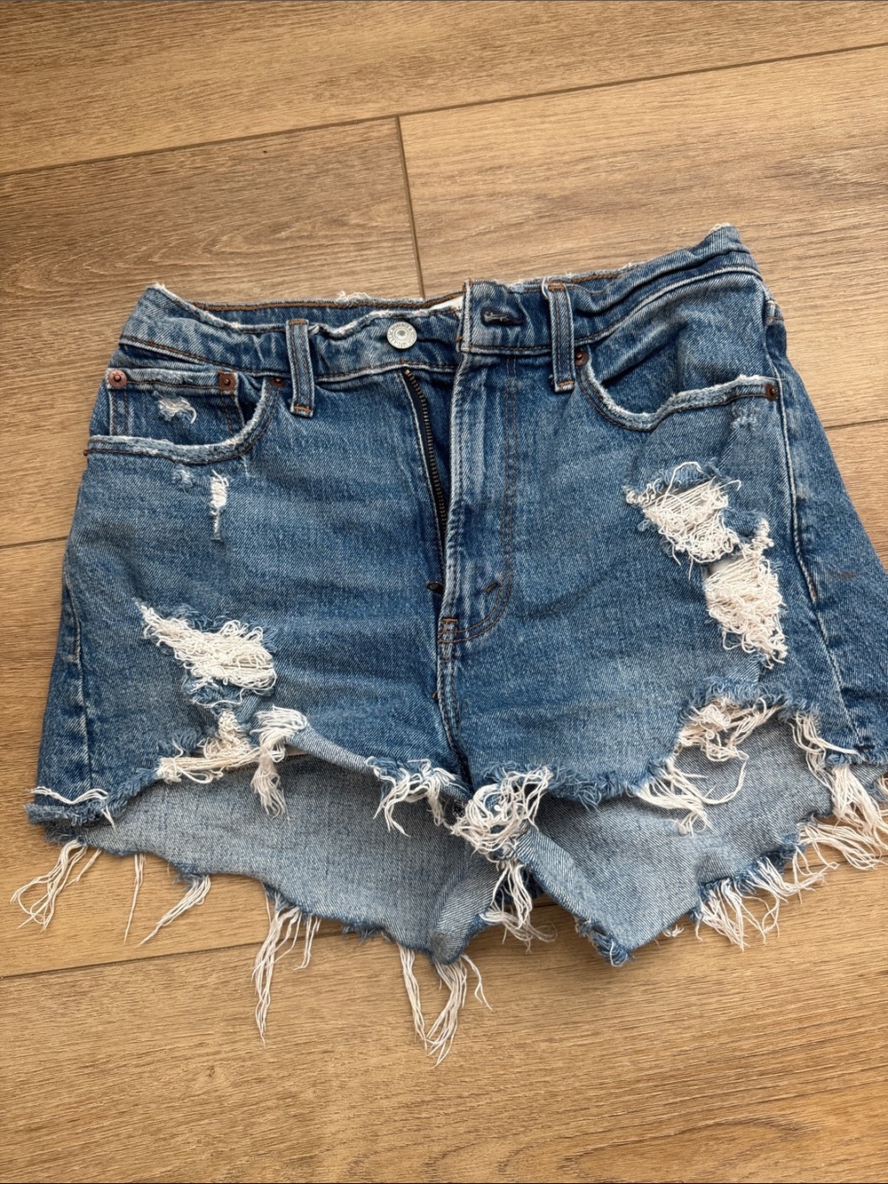 Abercrombie & Fitch Distressed Blue Denim Cutoff Shorts